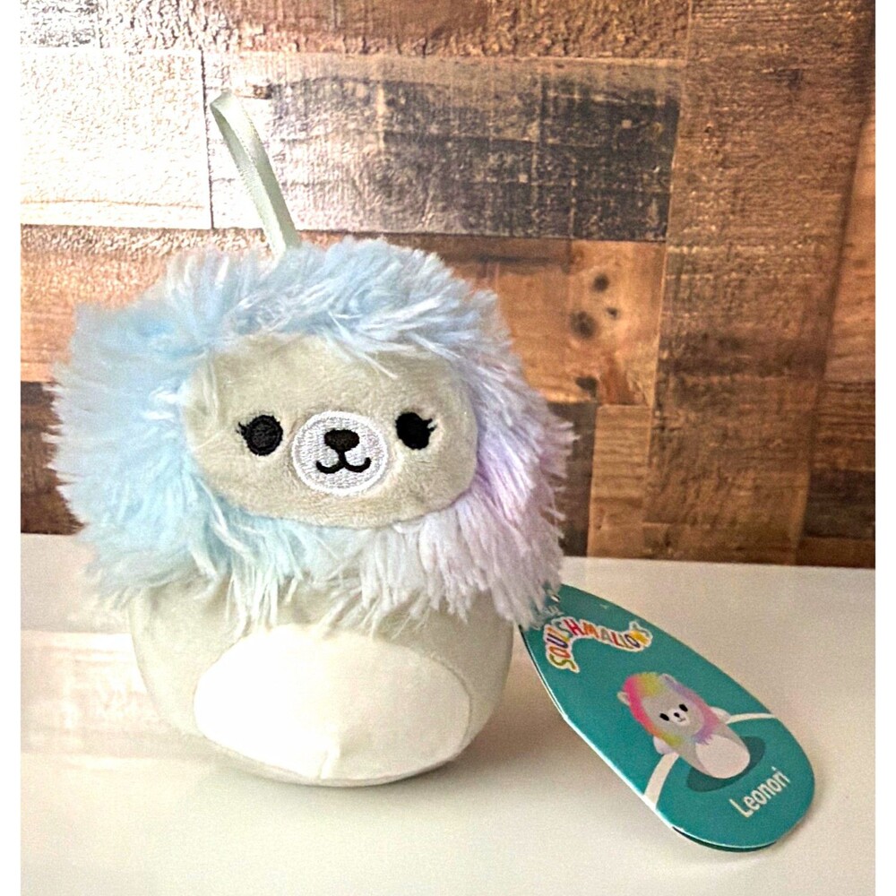 Squishmallows Leonori Bear Mini Plush White Blue Purple Washable Hang Tag 2023